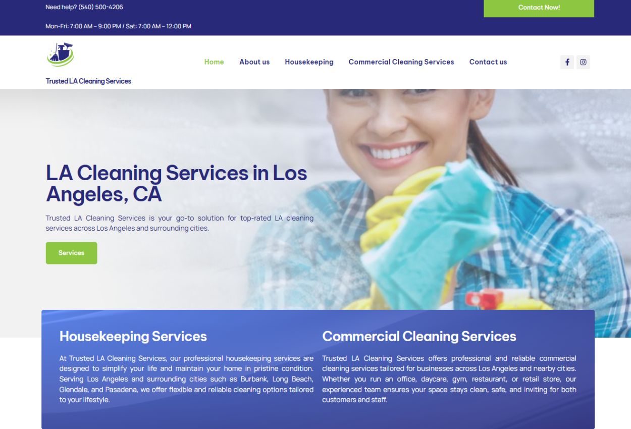 LA Cleaning Services, Sitio Web de Servicios de Limpieza en Los Angeles Estados Unidos